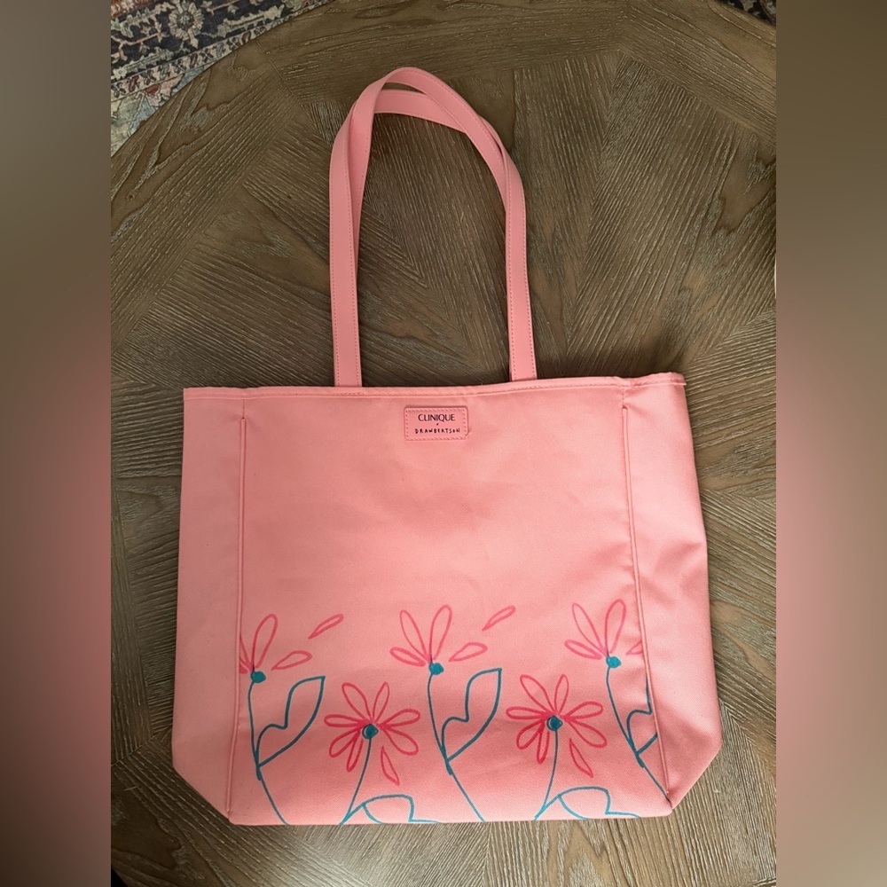 Clinique Pink Floral Tote Bag